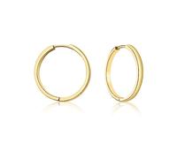 Mary & Jules Creolen Gold 925 Sterling Silber vergoldet, schlichte Damen Ohrringe, Klappcreolen Gold, Durchmesser 25 mm, Echtschmuck Ohrstecker für Frauen und Mädchen, aus recyceltem Silber