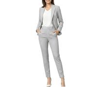 Marycrafts Damen-Hosenanzug-Set - Professioneller Business-Hosenanzug Blazer und Hose 2-teiliges Outfit, Silber, 42