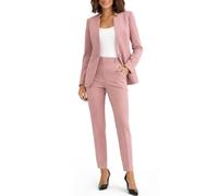 Marycrafts Women's Professional Stand Up Collar Blazer Pant Suit Set Pant Suits