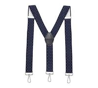 MASADA Herren Hosenträger mit robusten Karabiner Verschluss stufenlos verstellbar 3,5 cm breit und bis zu 195 cm Körpergröße - Rauten-Blau Weiß