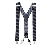 MASADA Hosenträger für Herren mit robusten Clips stufenlos verstellbar 3,5 cm breit und bis zu 195 cm Körpergröße Beige-blau gestreift