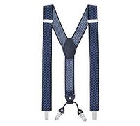 MASADA Hosenträger für Herren mit robusten Clips stufenlos verstellbar 3,5 cm breit und bis zu 195 cm Körpergröße Schwarz-blau gestreift