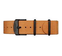 masar Premium, NATO Leder - Uhrenarmband - Armband Leather - Watch Straps - Naturbraun - Schnalle aus gebürstetem Stahl schwarz, Natural Brown, 24 mm