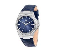 Maserati Analoge Herrenuhr mit Uhrzeit, Datum, 40 mm, Kollektion Speed Slim Guilloché, Naturleder