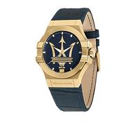 Maserati Herren Uhr, Potenza Kollektion, Quarzwerk, Zeit und Datum, aus Edelstahl, Gelbgold PVD, Leder - R8851108035