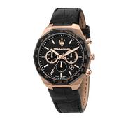 Maserati Herren Uhr, Stile Kollektion, Quarzwerk, Chronograph, aus Edelstahl, Rosegold PVD, Leder - R8871642001