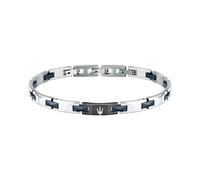MASERATI Herrenarmband aus Stahl, Keramik, CERAMIC-Kollektion, Blau und Schwarz - JM424ATZ52