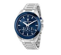 Maserati Herrenuhr, Chronograph, Analog, 43 mm, Kollektion Traguardo, Sunray-Effekt, blau, One size, Armband