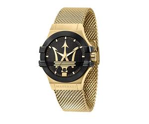 Maserati Herrenuhr, Potenza Kollektion, aus Edelstahl, Gelbgold PVD, mit Edelstahl-Armband - R8853108006