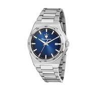 Maserati Herrenuhr, Zeit, Datum, Analog, 40 mm, Kollektion Speed Slim, Geschenk für Herren, Silber/Dunkelblau, One size, Armband