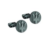 Maserati Manschettenknöpfe, Kollektion Maserati Jewels, aus Edelstahl, PVD-Metallgrau und Onyxstein, mit Druckverschluss - JM418ANK10