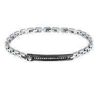 Maserati Herrenarmband aus Stahl, Kristallen, ICONIC-Kollektion, Silber und Schwarz JM424AVD58