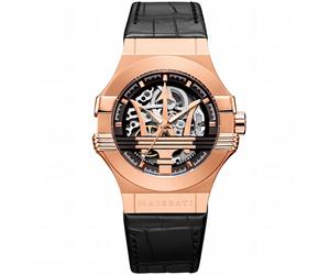 Maserati R8821108025 Automatik-Skelettuhr für Herren in Roségold und Schwarz 42mm