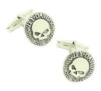 MasGemelos - Manschettenknöpfe für Harley Davidson Skull Silber 925 PREMIUM, DEFAULT, Sterling-Silber, 925 Sterling Silber