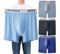 MASHANGGOU 3 Pack Men's Long Leg Boxer Briefs, Stretch Ice Silk Underwear Anti-Chafing Underwear Breathable Athletic Boxer Briefs for Sports Running