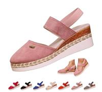 MASHANGGOU Closed Toe Sandals Women 2025, Espadrilles Wedge Close Pointed Wedge Sandals Platform Sandal Backless Summer Dress Shoes (Pink,42EU)