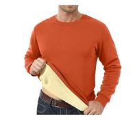 MASHANGGOU Men's Sweatshirt Crewneck Fleece Lined Thermal Pullover Tops Heavyweight Warm Thick Sweater Winter Clothes,Warm Top for Winter Home Lounging & Commuting (Orange,XL)