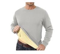 MASHANGGOU Men's Sweatshirt Crewneck Fleece Lined Thermal Pullover Tops Heavyweight Warm Thick Sweater Winter Clothes,Warm Top for Winter Home Lounging & Commuting (Light Gray,3XL)