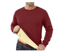 MASHANGGOU Men's Sweatshirt Crewneck Fleece Lined Thermal Pullover Tops Heavyweight Warm Thick Sweater Winter Clothes,Warm Top for Winter Home Lounging & Commuting (Red,3XL)