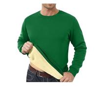 MASHANGGOU Men's Sweatshirt Crewneck Fleece Lined Thermal Pullover Tops Heavyweight Warm Thick Sweater Winter Clothes,Warm Top for Winter Home Lounging & Commuting (Green,XL)
