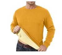 MASHANGGOU Men's Sweatshirt Crewneck Fleece Lined Thermal Pullover Tops Heavyweight Warm Thick Sweater Winter Clothes,Warm Top for Winter Home Lounging & Commuting (Yellow,XXL)