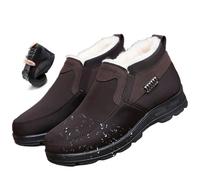 MASHANGGOU Men's Waterproof Thickened Warm Fur Lined Winter Snow Boots, Anti-Slip Outdoor Slip On Sneakers Boots Lightweight Casual Walking Shoes (Brown,44)