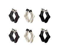 MASHANGGOU Women's Bowknot Ruffle Crew Socks, 6 Pairs Soft Cotton Blend Mid-Calf Socks for Daily Wear, School Date Office (Mixed Hair - 6 Pair)