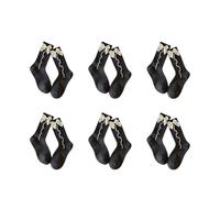 MASHANGGOU Women's Bowknot Ruffle Crew Socks, 6 Pairs Soft Cotton Blend Mid-Calf Socks for Daily Wear, School Date Office (Gray - 6 Pair)