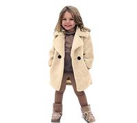 Mashaouyo Baby Kinder Langarm Einfarbig PlüSch Dicke Warme Kleidung Baumwolljacke Modische Lang Oberbekleidung Mäntel mit Knöpfen Winter Coat Mantel Jacke für Baby Mädchen Modische