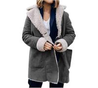 Mashaouyo Damen-Mäntel, Fleece-Jacke, Wintermantel, Größe Weiß, Wintermantel, gefütterter Mantel und Jacken, Strickjacken, modische Oberteile, UK-Damen-Kapuzenpullover mit Reißverschluss, dunkelgrau