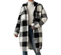 Mashaouyo Trenchcoat Damen Lang Mantel Kariert Winterjacke Damen Lang Warm Gefüttert Outdoor Jacken Damen Rosa Softshelljacke Wintermantel Thermomantel Frauenmantel Winterjacken Übergangsmantel