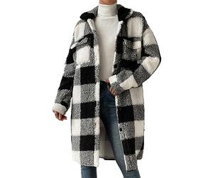 Mashaouyo Trenchcoat Damen Lang Mantel Kariert Winterjacke Damen Lang Warm Gefüttert Outdoor Jacken Damen Rosa Softshelljacke Wintermantel Thermomantel Frauenmantel Winterjacken Übergangsmantel