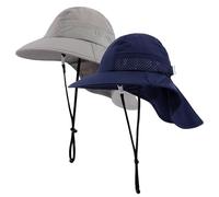MASOCIO Baby Kinder Sonnenhut Sommermütze Junge Mädchen Mütze Hut 47 48 49 50 1 2 Jahre 12 18 UV Schutz 50 Sonnenmütze Sun Sommer Hat Nackenschutz Sommerhut Alter 6-24 Monate Grau Navy Blau