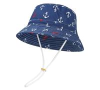 MASOCIO Baby Kinder Sonnenhut Sommermütze Junge Mütze Hut UV Schutz 50 Fischerhut 1 2 Jahre Sonnenmütze Sun Sommer Hat 12 Sommerhut Alter 6-24 Monate Navy Blau (Herstellergröße: CN 50CM)