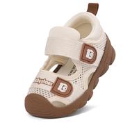 MASOCIO Baby Sandalen Junge Mädchen Lauflernsandalen Sommer Lauflern Schuhe Babyschuhe Kleinkind Kinder Sommerschuhe Shoes Sandals Draußen Outdoor Größe 26 Beige