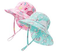 MASOCIO Baby Sonnenhut Mädchen Kinder Kleinkind 2 Stück Sommerhut Kind mit Nackenschutz Sommer Mütze Hut UV Schutz 50 UPF Sonnenmütze 12 18 Sommermütze 1 2 Jahre Alter 6-24 Monate Mehrfarbig 2