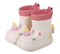 MASOCIO Gummistiefel Kinder Mädchen Regenstiefel Baby Kleinkind EVA Leichte Stiefel Kurze Halbhoch Kids Rain Boots Stiefeletten Barfuß Barfußschuhe Gummistiefeletten Größe 25 26 Beige