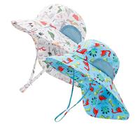 MASOCIO Kinder Sonnenhut Junge Mädchen Baby Kleinkind 2 Stück Sommerhut Kind mit Nackenschutz Sommer Mütze Hut UV Schutz 50 UPF Sonnenmütze 3 4 5 Sommermütze Alter 2-6 Jahre Mehrfarbig 1