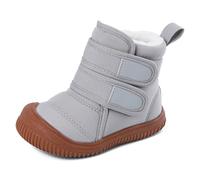 MASOCIO Winterschuhe Baby Boots Stiefel Winter Babyschuhe Junge Mädchen Hausschuhe Kleinkind Kinder Wollschuhe Gefütterte Warme Fell Babystiefel Winterstiefel Schuhe 12-18 Monate Grau Größe 20