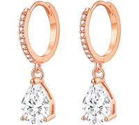 MASOP Creolen Rosegold Hängend Tropfen, Ohrringe Rose Vergoldet mit Anhänger Zirkonia Wassertropfen Braut Ohrringe Schmuck Geschenke für Hochzeiten Geburtstag für Damen Freundin Frauen Mädchen