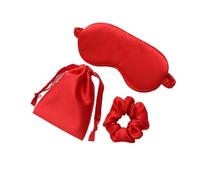 Masque de Sommeil, Masque d'oeil zéro Pression, Augenmaske aus Seide, 3-teiliges Set for Damen, nachgeahmte Seide, Schlaf-Augenmaske, Augenklappen(Rosso)