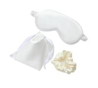 Masque de sommeil, masque d'oeil zéro pression, Augenmaske aus Seide, 3-teiliges Set for Damen, nachgeahmte Seide, Schlaf-Augenmaske, Augenklappen(White)