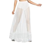 Masrin Abendkleid Damen Lang Elegantes Modisches Ballkleid Einfarbiges Tüllkleid Ärmelloses Cocktailkleid mit V-Ausschnitt Fließendes Swing Kleid Bodenlanges langes Maxikleid Hoher Schlitz Partykleid