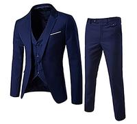 Masrin Anzug Dreiteiliger Set Herren Modisches Einfarbige Business-Kleidung Anzugmantel mit einem Knopf und Langen Ärmeln + Einreihige Anzugweste + Anzughosen Geschäftskleidung Für Männer M~6XL