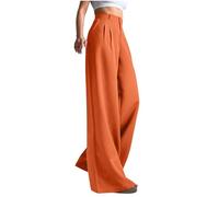 Masrin Anzughose Damen Einfarbig Pendlerhose Hohe Taille Weitem Bein Hose Vielseitige Gerade Palazzo Hose Leicht Atmungsaktiv Stoffhose Modisches Chinohose Bürodame Arbeitshose