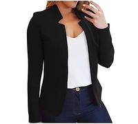 Masrin Blazer Damen Einfarbiger Anzugmantel Stehkragen Büromantel Sommer Herbst Langarmshirt Business Freizeit Anzugjacke Knopflos Cardigan Bluse Schlank Trenchcoat Mantel Arbeitskleidung Partywear