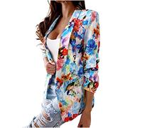 Masrin Blazer Für Damen Anzugjacke Fashion Batik Druck Anzug Mantel Business Bürojacke Knöpfen Vorne Offener Geschäft Büro Jacke Schlanke Passform Bürodame Sakko Damenjacke für Arbeit Büro