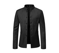 Masrin Blazer Herren Anzugjacke mit Stehkragen und Langen Ärmeln Einreiher Anzug Herbst Winter Anzugmantel Formelle Geschäftskleidung Taille zurückziehen Tunika Bluse Für Männer M 5XL