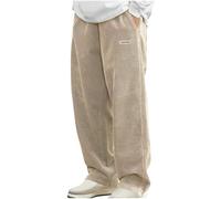 Masrin Cordhose Herren Stretch Baggy Jogginghose Lang Cord Hosen Gerippte Herbst Winter Japanische Hose Freizeithose Elastischer Taille Geradem Bein Hose Einfarbig Locker Sweathose Mit Kordelzug