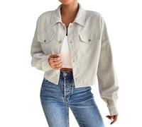 Masrin Cordmantel Damen Kurz Einfarbiger Wintermantel Langarm Revers Hemdmantel Übergangsmantel mit Taschen Button Down Hemdjacke Freizeitmantel Übergangsjacke Wintermantel Boucle Mantel